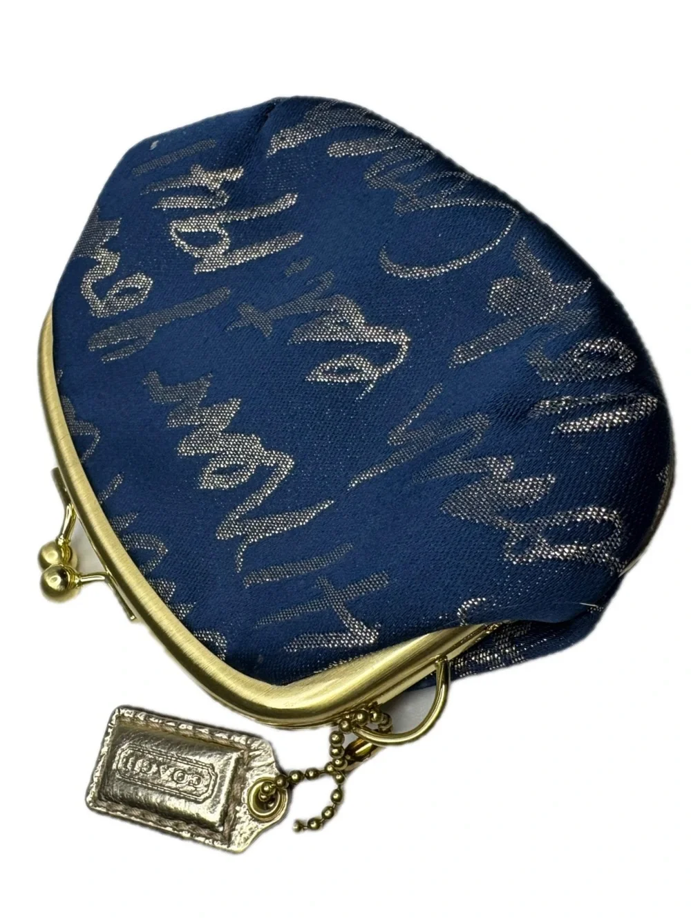 Coach Y2K Poppy Signature Script Kisslock Navy Frame Coin Bag Purse F61036 EUC